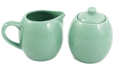 Seafoam Green Ceramic Creamer and Sugar Set with Lid
