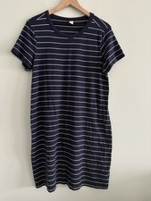 Old Navy Striped T-Shirt Dress Womans Size Large Blue White