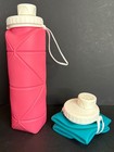 2 Foldable Collapsable Portable 21oz/600ml Sports Hiking Water Bottles BPA Free