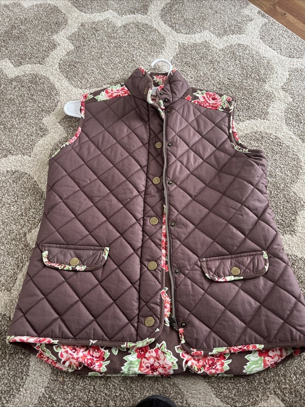 Matilda Jane Reversible Sydney Brown Quilted Corduroy Print Vest, Size S