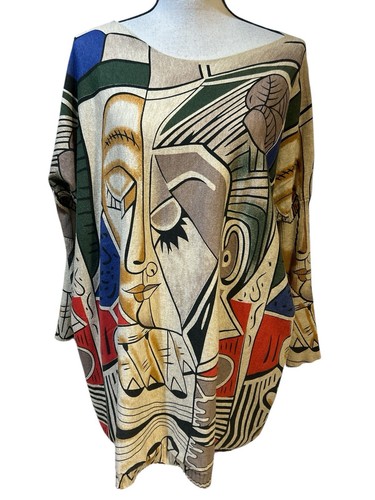 Ellazhu Top Womens Fashion Grafitti Dolman Sleeve Artsy Boho Pullover Egyptian - Bild 5 von 7