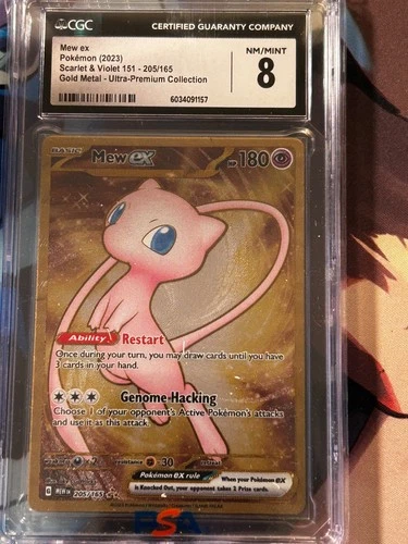 Mew EX CGC 8 Pokemon (2023) Scarlet & Violet 151 205/165 Gold Metal Premium Card