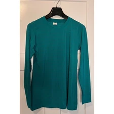 Zyia Active Womens Base Layer Top Green Perforated Long Sleeve Crew Stretch S