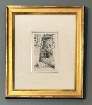 James McNeill Whistler The Rag Gatherers Plate-Signed Etching c.1858 COA Framed