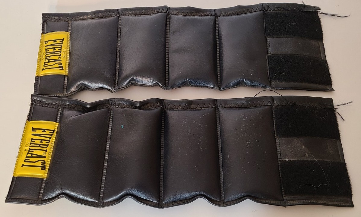 Vintage Everlast Black Leather Ankle Wrist Weights Each (5lb