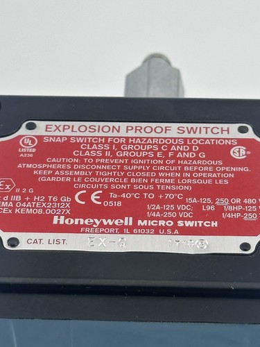 HONEYWELL EXPLOSION-PROOF MICROSWITCH EX-Q 1718 EXQ (NEW IN BOX) MICRO SWITCH - Picture 10 of 10