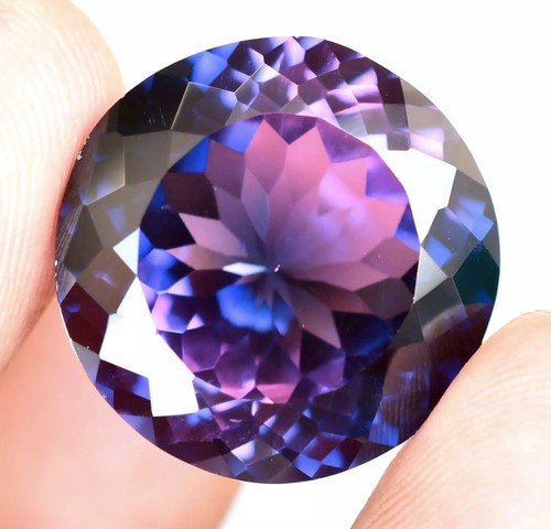 FLAWLESS Natural Purple-Blue Tanzanite 21.40 CT Round Certified Loose Gemstone - Picture 5 of 8