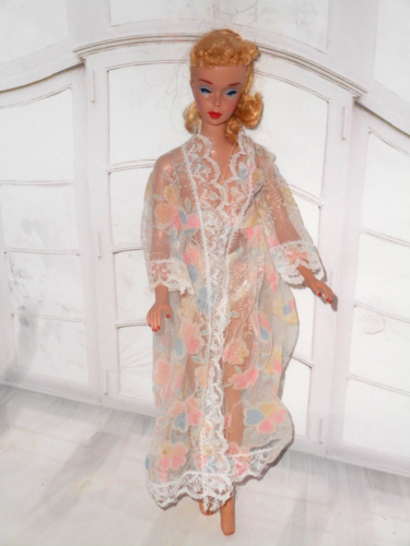 Vintage Barbie CLONE SHEER PASTEL FLOWER PEIGNOIR ROBE & MATCHING PANTIES
