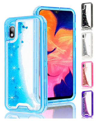 For Samsung Galaxy A10e Waterfall Glitter Liquid ShockProof Cover Case 