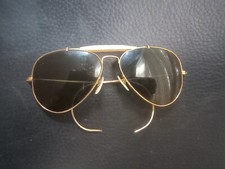 Vintage 60's 70's B L 58 mm Ray Ban Aviator Driving Outdoorsman Gold Sunglasses