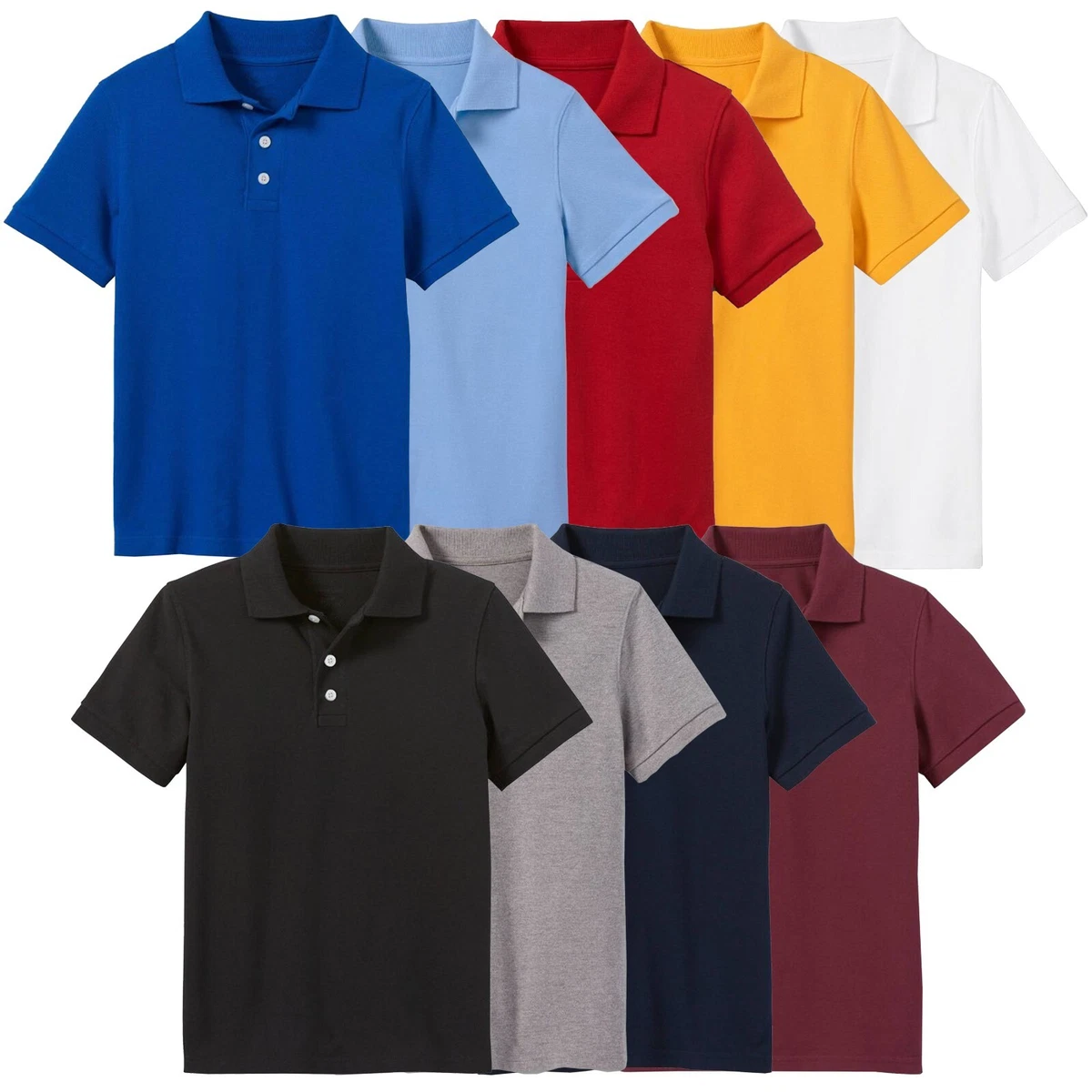 3-Pack Boys School Uniform Short Sleeve Pique Polo Shirts Summer