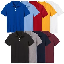 3-Pack Boys School Uniform Short Sleeve Pique Polo Shirts Summer Colors (XS-2XL)