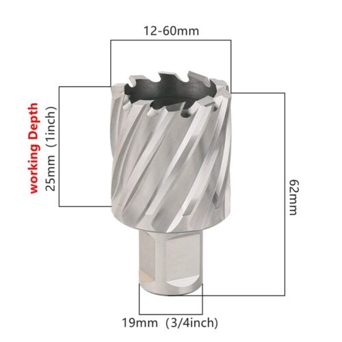 12-60mm HSS Annular Cutter Rotabroach Slugger Magnetic Core Drill Depth 25/50mm - Foto 2 di 13