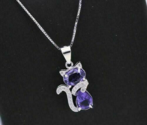 Amethyst Cat Necklace – Large Purple Crystal Gemstone Pendant On Adjustable Cord