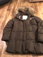 Hollister By Abercrombie Womens Down Parka Jacket Coat Brown Medium **euc**