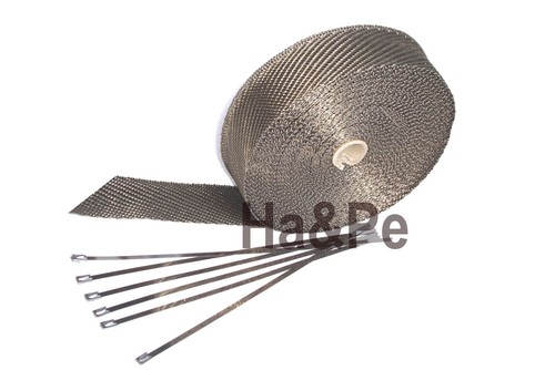 Hitzeschutzband Basalt 15m + 10 Metallkabelbinder +800°C Krümmer Racing - Bild 1 von 3