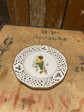 Burg Lindau Wall Plate Fine Porcelain Parrot With Gold Rim Openwork Pattern