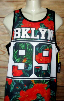 MENS BROKEN THREADS BROOKLYN FLORAL TANK TOP T-SHIRT SIZE L