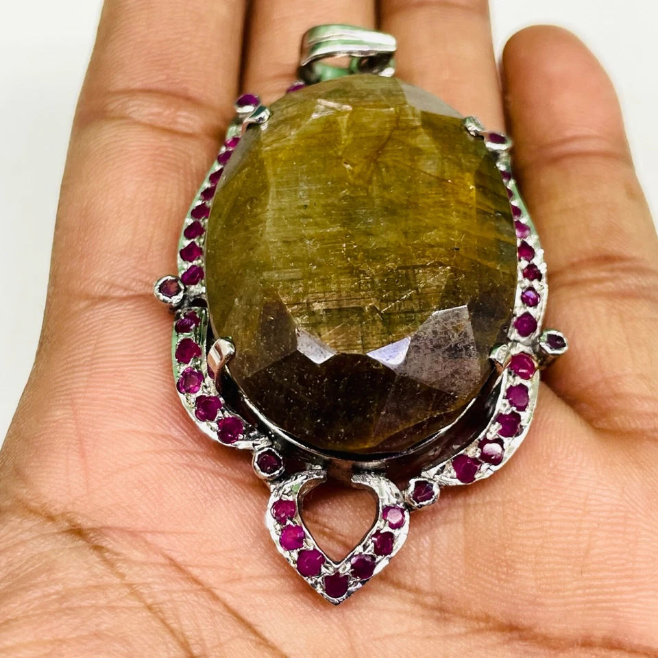 52.46 G Zertifiziert Natürlich Nicht Erhitzt Saphir Rubine 925 Sterlingsilber - Bild 3 von 4