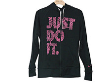 Womens Nike Therma Fit Zip Front Hoodie JUST DO IT Graphic Black Pink Size Small