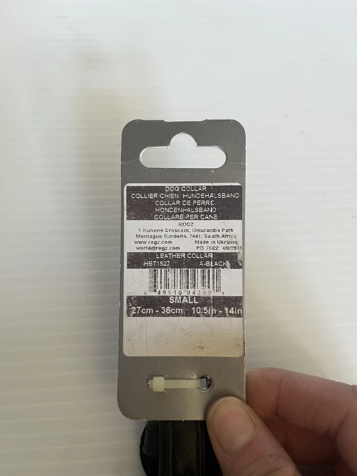 Rogz Cuero Genuino Hebilla Perro Cachorro Collar Negro Tamaño Pequeño 27cm a 36cm Nuevo Foto 2 de 3