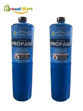 "Lot of 2 Whip It Propane 14oz Standard Propane Gas Fuel Cylinder Canister 97%