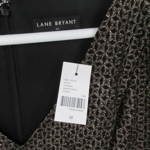 Lane Bryant Dress Womens 22 Fit & Flare Belted Flutter Sleeve Bronze Metallic - Picture 5 of 13