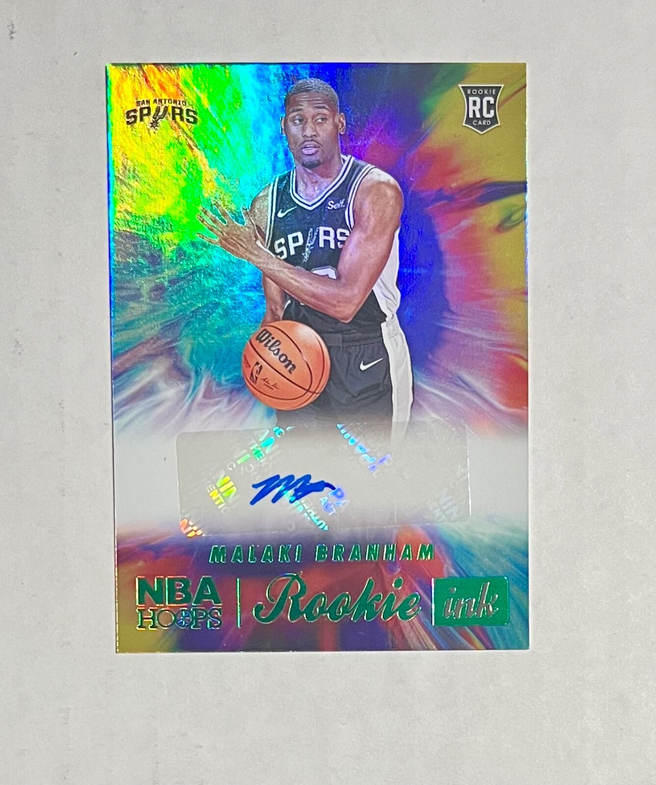 2022-23 NBA Hoops Malaki Branham Rookie Ink #RI-MBH RC Autograph Green foil SP