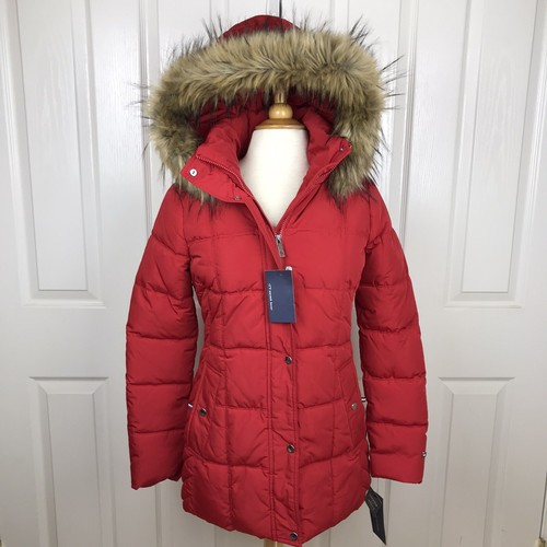 Tommy Hilfiger Womens Puffer Coat Faux 