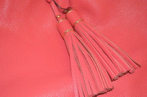 Michael Kors Leather Camden Drawstring Shoulder Bag Coral PInk Medium Size - Picture 19 of 23