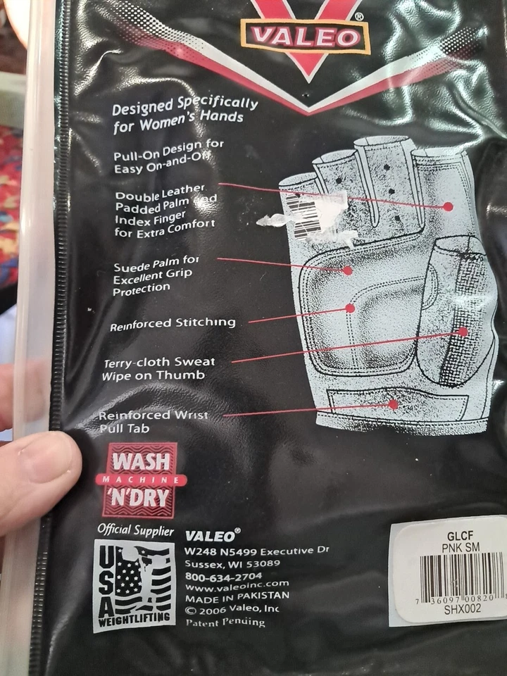 Guantes elípticos para mujer Valeo Plus de cuero acolchados rosa palma/negro talla pequeña Foto 4 de 4