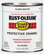 Rust-Oleum GLOSS WHITE 1 qt. Stops Rust PROTECTIVE ENAMEL Oil-Based 7792-504 NEW