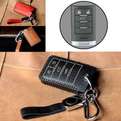 Genuine Leather Car Key Case Cover For Cadillac Escalade XTS EXT CTS XT5 SRX XLR