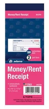 Money and Rent Receipt Book 2-Part Carbonless 2.75 x 7.19 Inch 50 Sets White ...