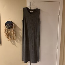 Madewell Gray Sleeveless Cotton Stretch Round Neck T-Shirt Maxi Dress Size Small