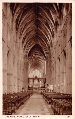 WORCESTER CATHEDRAL - DAS SCHIFF ~ EINE ALTE ECHTFOTO POSTKARTE #2231258