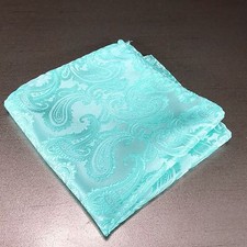 Aqua Mint Green Paisley Design Hankie Hankerchief Pocket Square Hanky Wedding