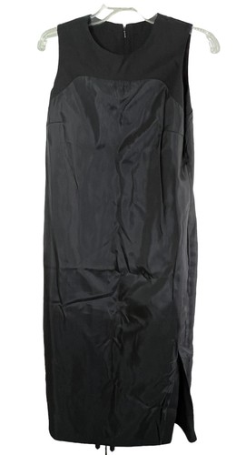 Talbots Kleid Damen Größe 8 Zierlich Schwarz Ärmellos Irisches Leinen Minimalistisch Midi - Bild 12 von 16