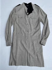 A.P.C. Rue Madame Paris Wool Blend Dress Gray Long Sleeve Buttons Pocket Size 40