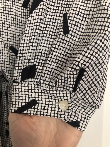 Black & White Dress Gathered Waist REO Originals Print Vintage Size 6 Union Made - Picture 9 of 12