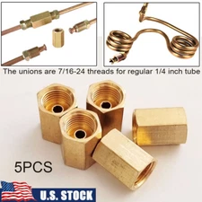 (Usa) 7/16-24 Thread Inverted Flare Union For 1/4" Brake Line Tubing (5Pcs/Set)