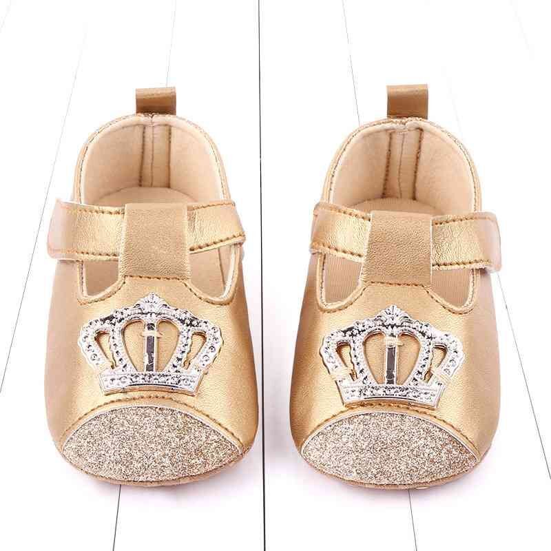 PANTOFOLA D’ORO Pantofole a corona neonata neonato principessa festa glitter