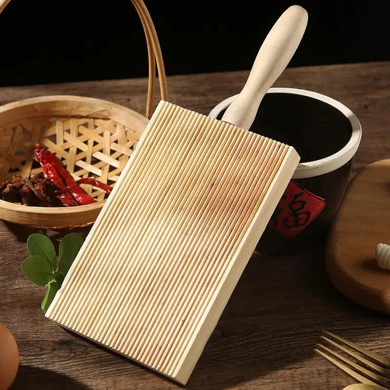 Wooden Panel Macaroni Board Making Kitchen Cooking Rolling Tool