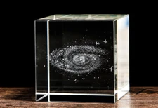 6×6cm 3D Laser Engraved Galaxy Glass Quartz Crystal cube Miniatures Home Decor