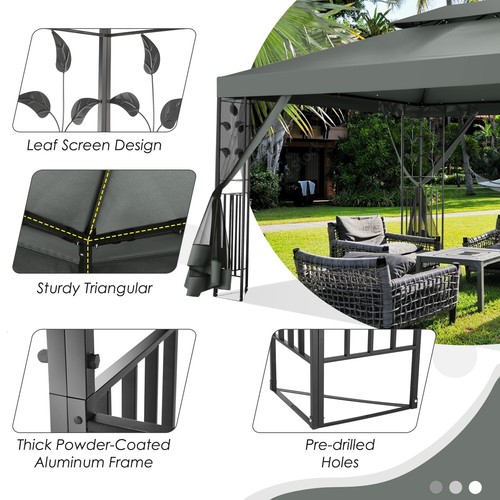 10'x13' Outdoor Instant Patio Canopy Tent 2 Tiered Gazebo with Mosquito Netting - Picture 17 of 36