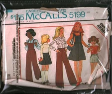 5199 Vintage McCalls SEWING Pattern Girls 1970s Skirt Pants Shorts Detachable 4