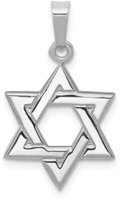 14K weiß polierter Davidstern Anhänger