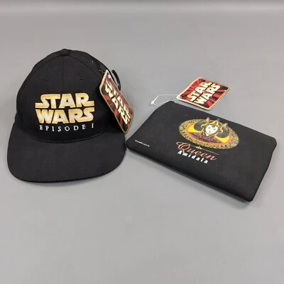 Vintage Star Wars Hat Episode 1 Kids Size Black Strap Back Cap Embroidered Logo - Image 1 of 4