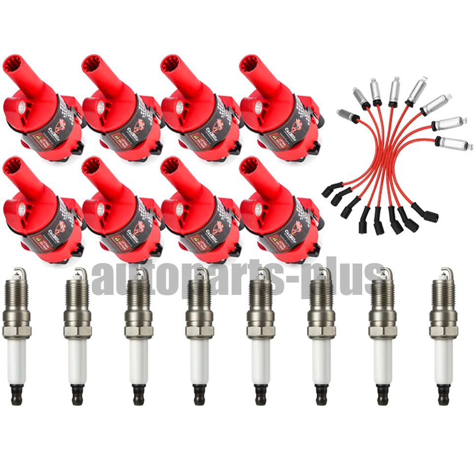 8 Pack Ignition Coil and Spark Plug Wire Set For Cadillac Escalade GMC Chevrolet - Image 2 of 4