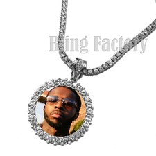 Picture Frame Pendant 16" 18" 20" 1 Row Tennis Choker Chain Hip Hop Necklace